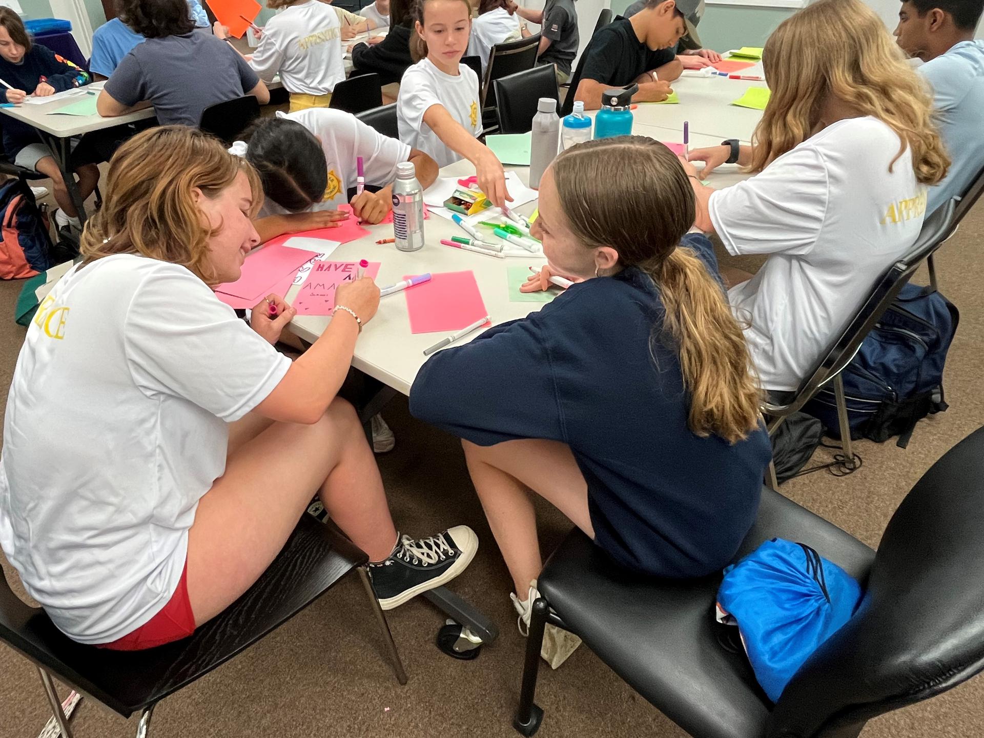 Kids from the Potomac School summer camp program came by to volunteer